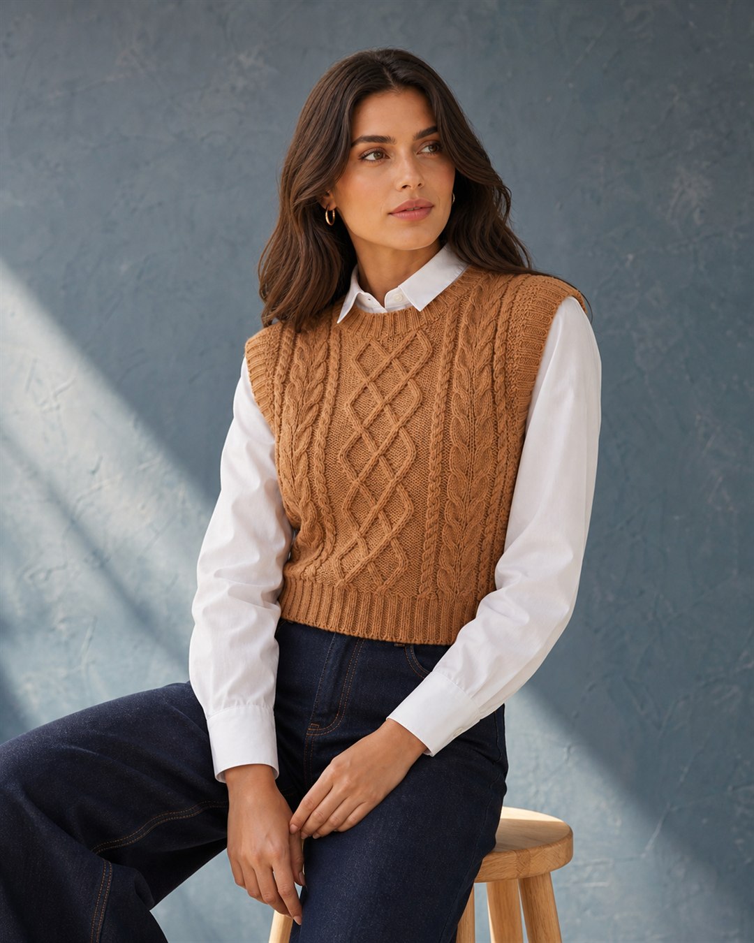 Chaleco tejido camel de Lucyrte Moda, referencia 53
